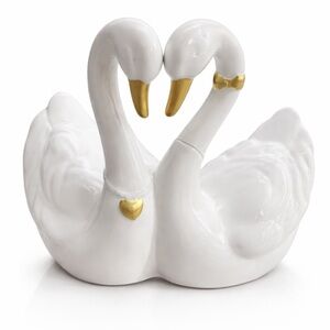 Elegant White & Gold Swan Heart Centerpiece Inspired by Endless Love by Lladro